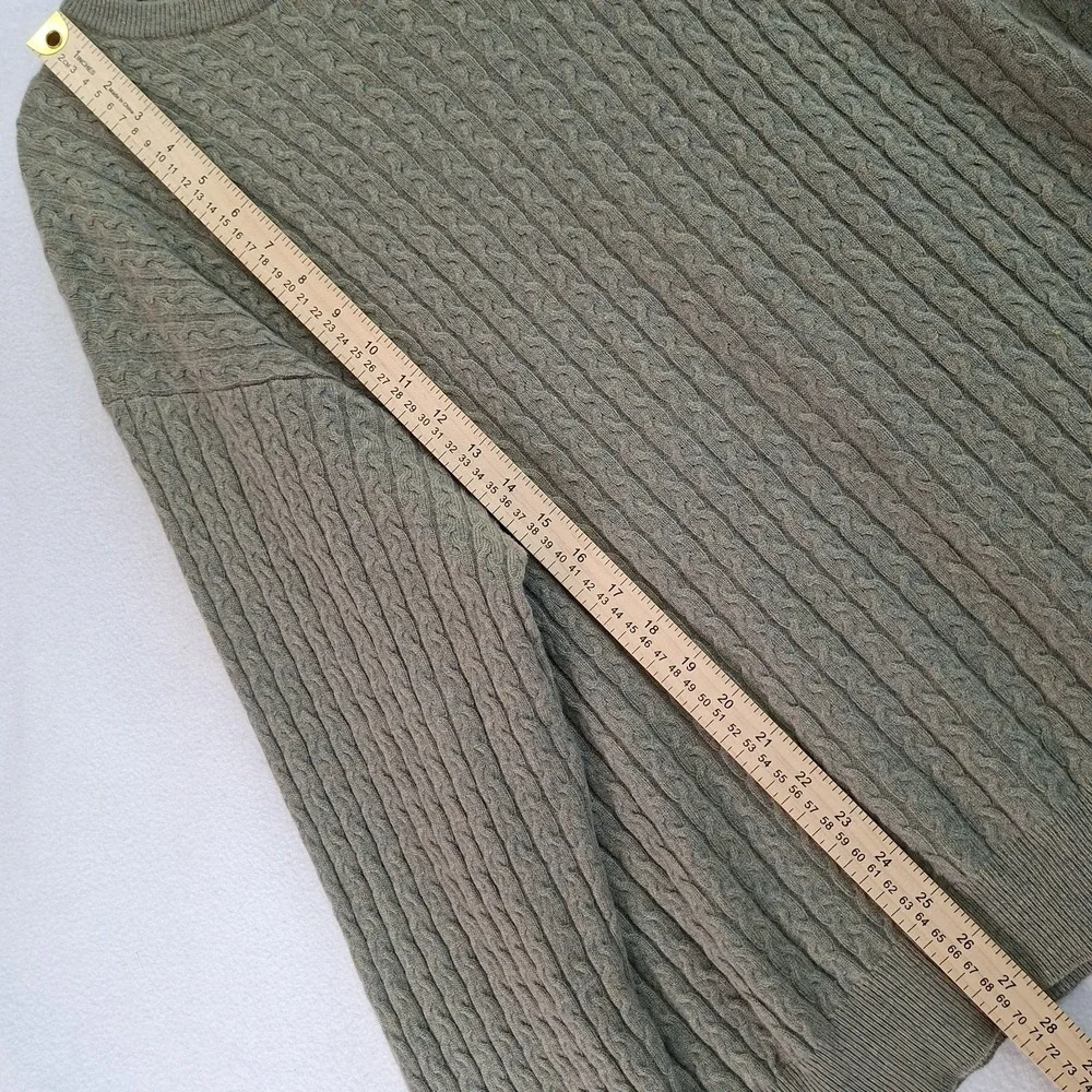 Vintage Bachrach Cashmere Sweater Mens XL Crew Neck Cable Knit Pullover Greenish